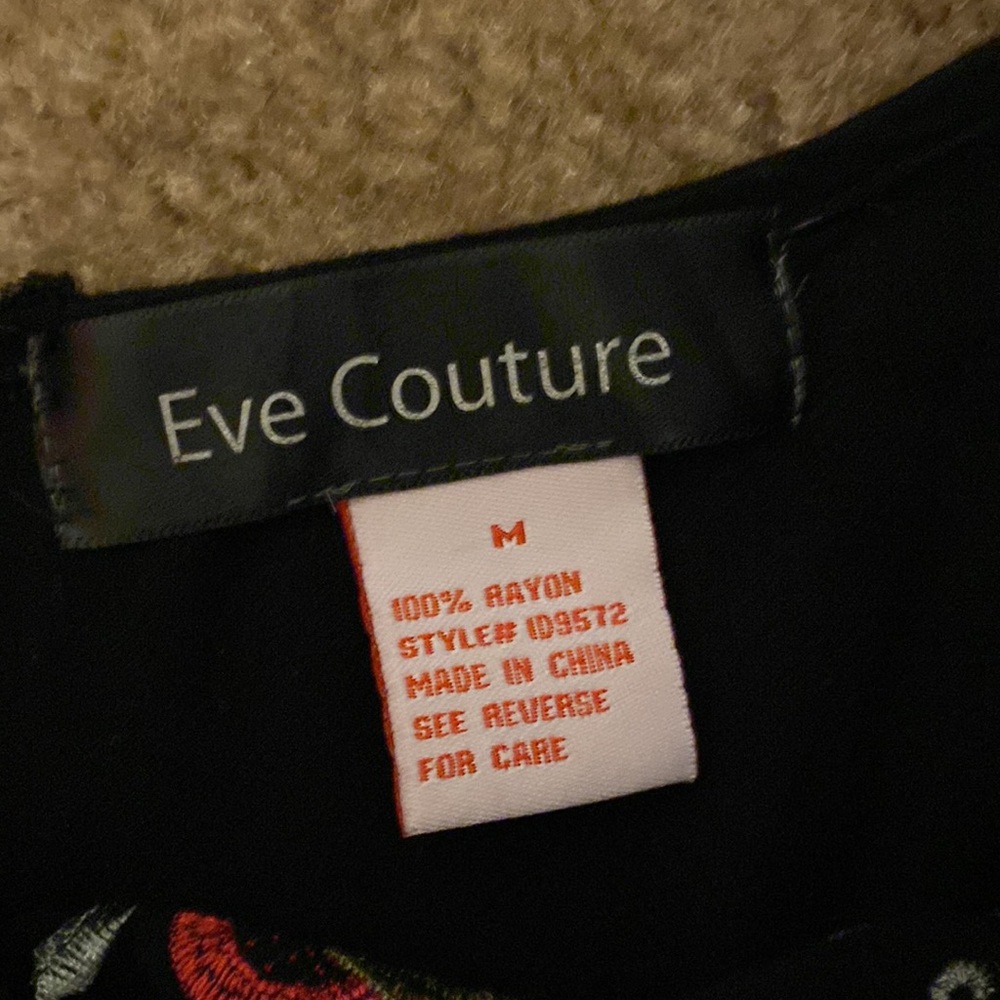 Eve Couture Black Dress Floral Stitching - Picture 6 of 8